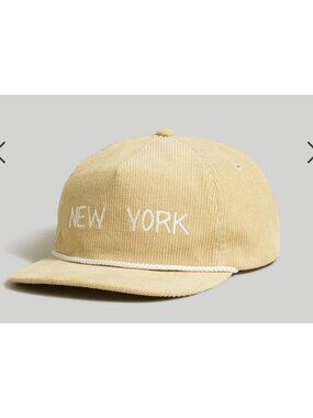 Madewell Embroidered Snapback Baseball Cap New York Corduroy Tan Sz OS NP265